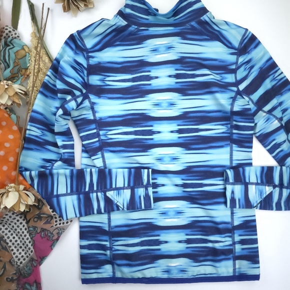 Lauren Ralph Lauren Blue Patterned Women's Work Out Quarter-Zip Pullover S - Picture 10 of 10